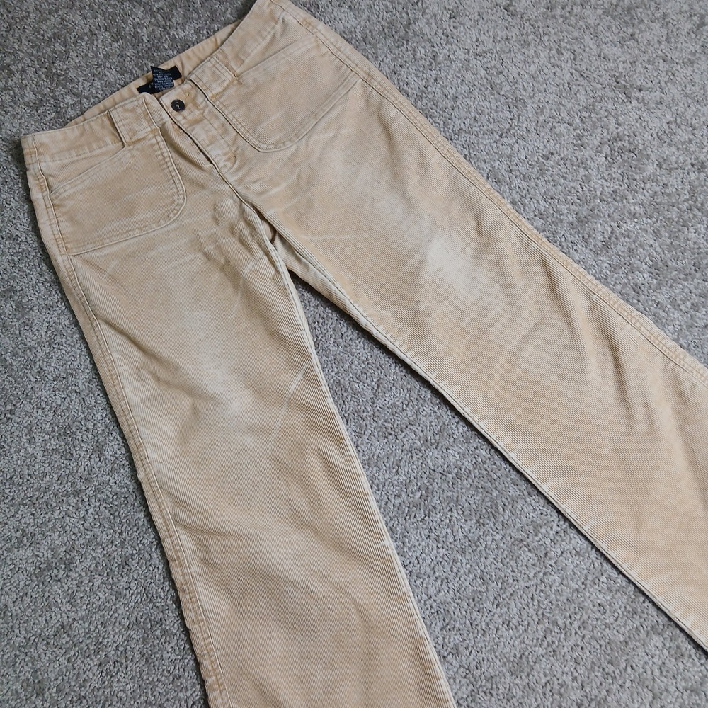 Express Stretch Tan Beige Corduroy Wide Leg Patch Pocket Pants Womens Size 8